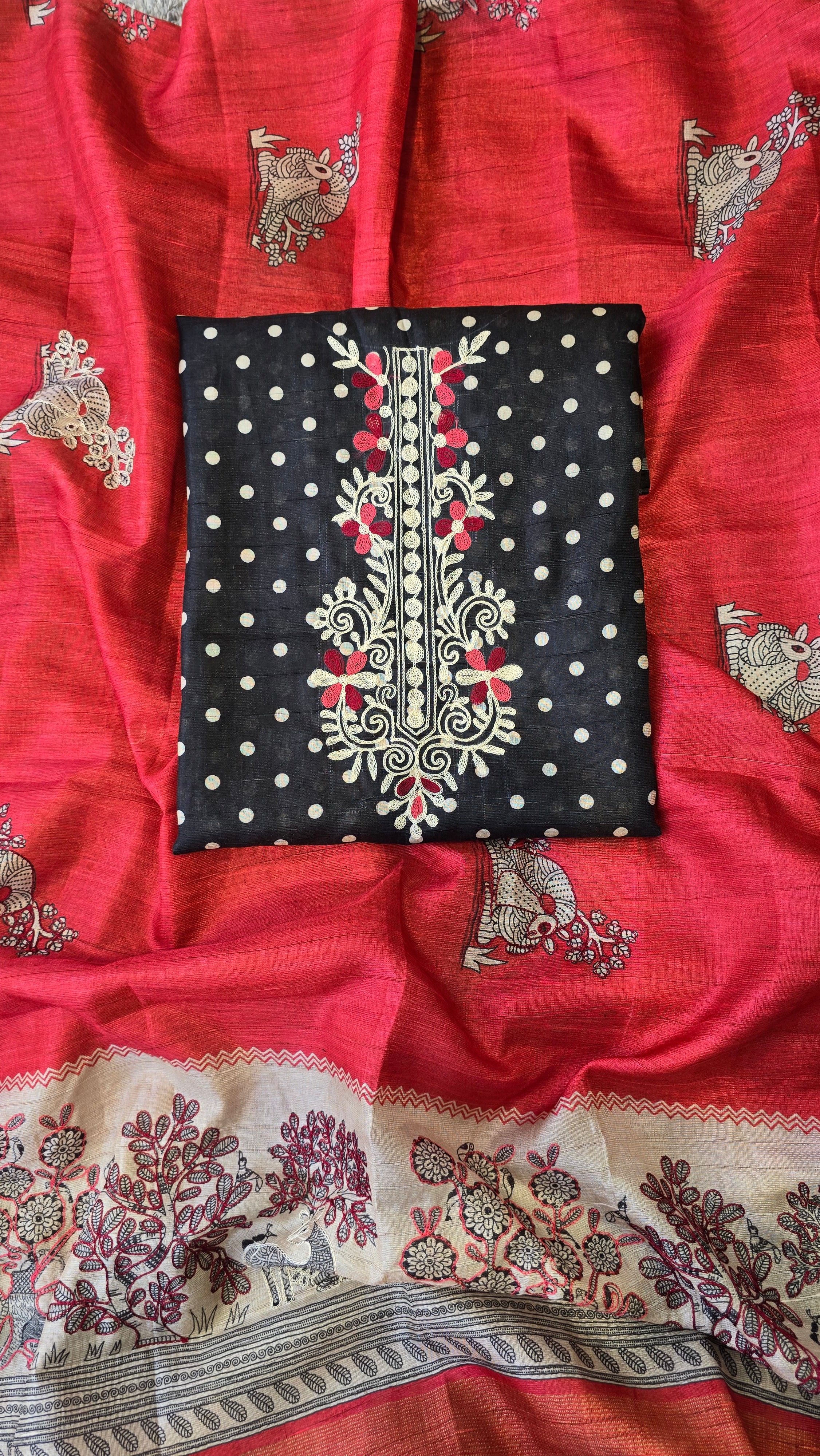 Semi Tussar 3pc Suit Set