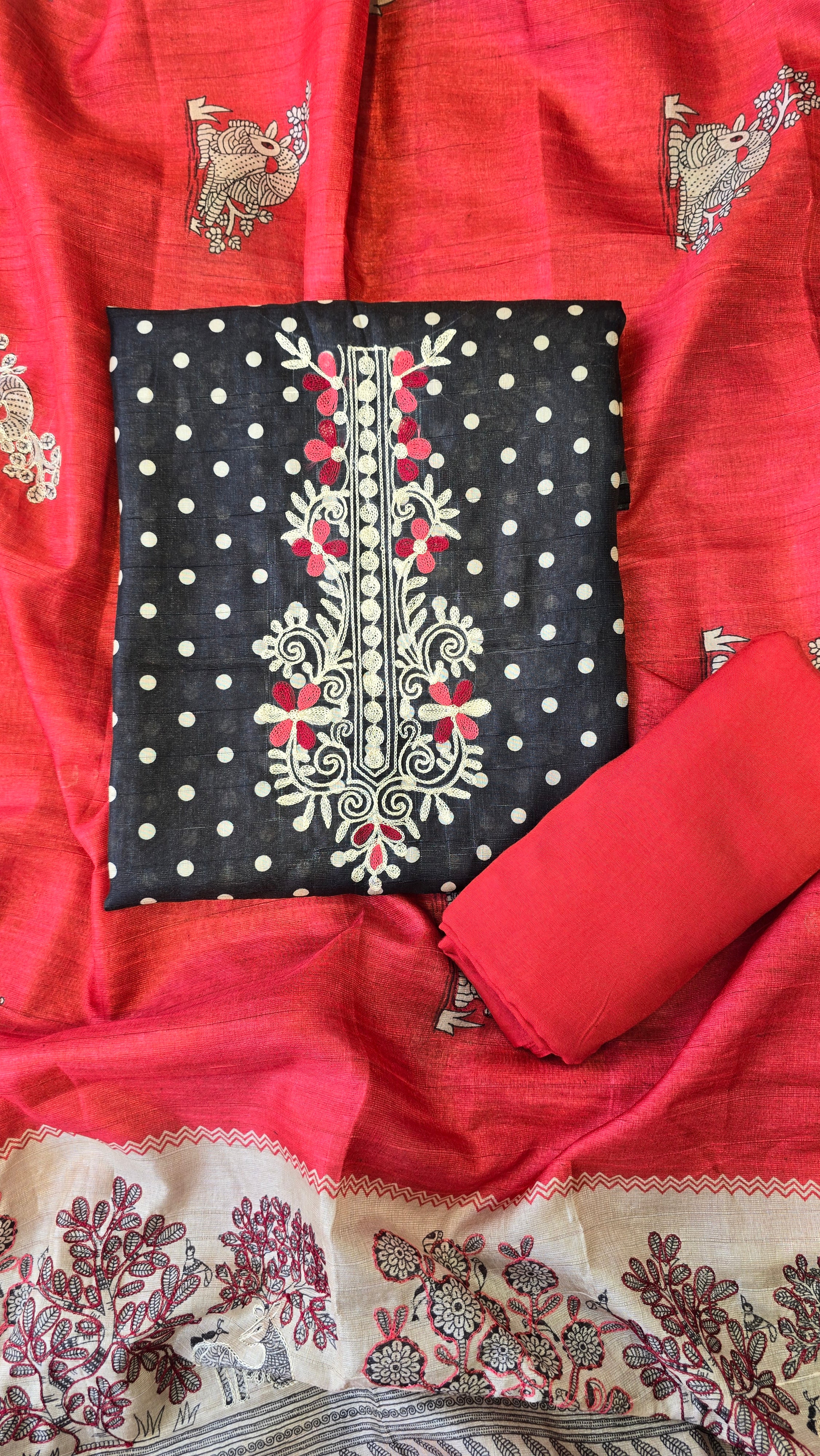 Semi Tussar 3pc Suit Set