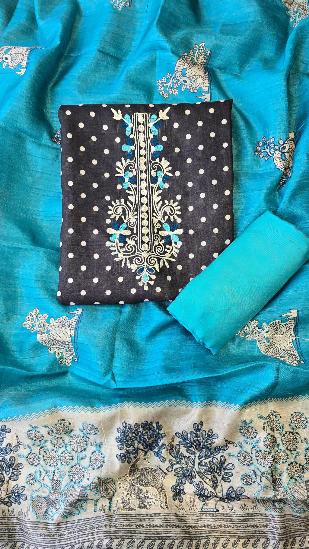 Semi Tussar 3pc Suit Set