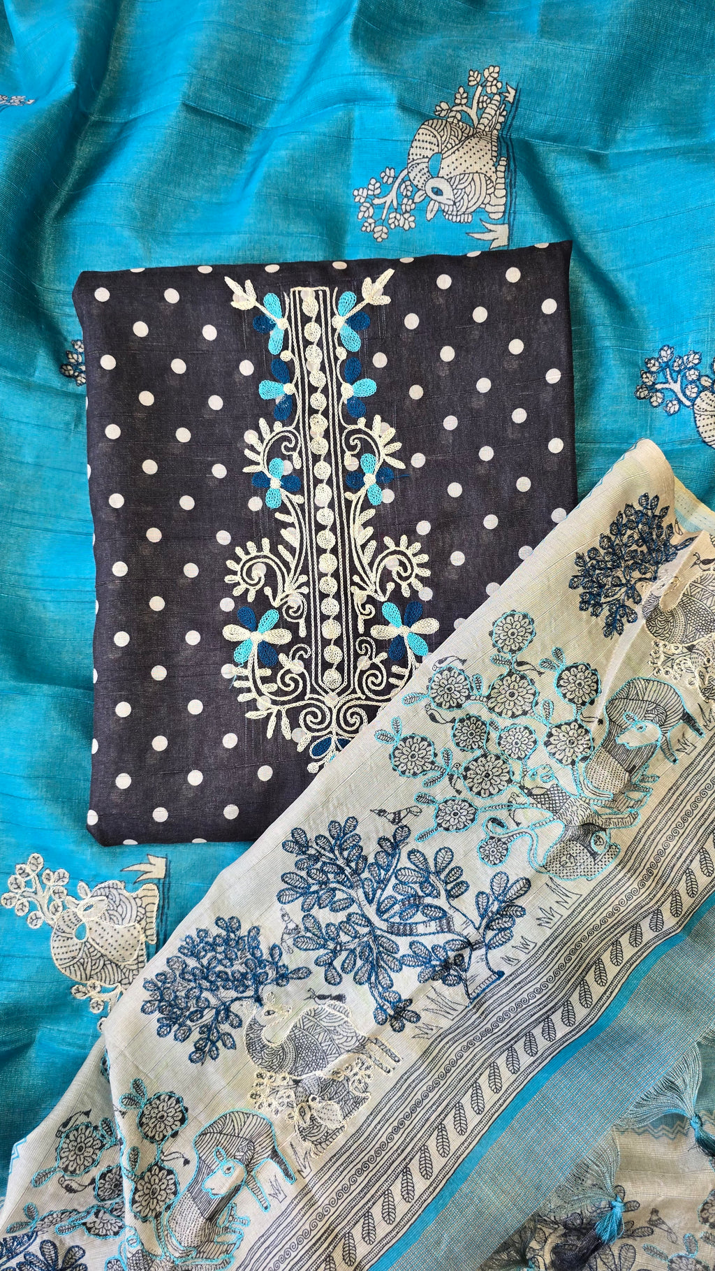 Semi Tussar 3pc Suit Set