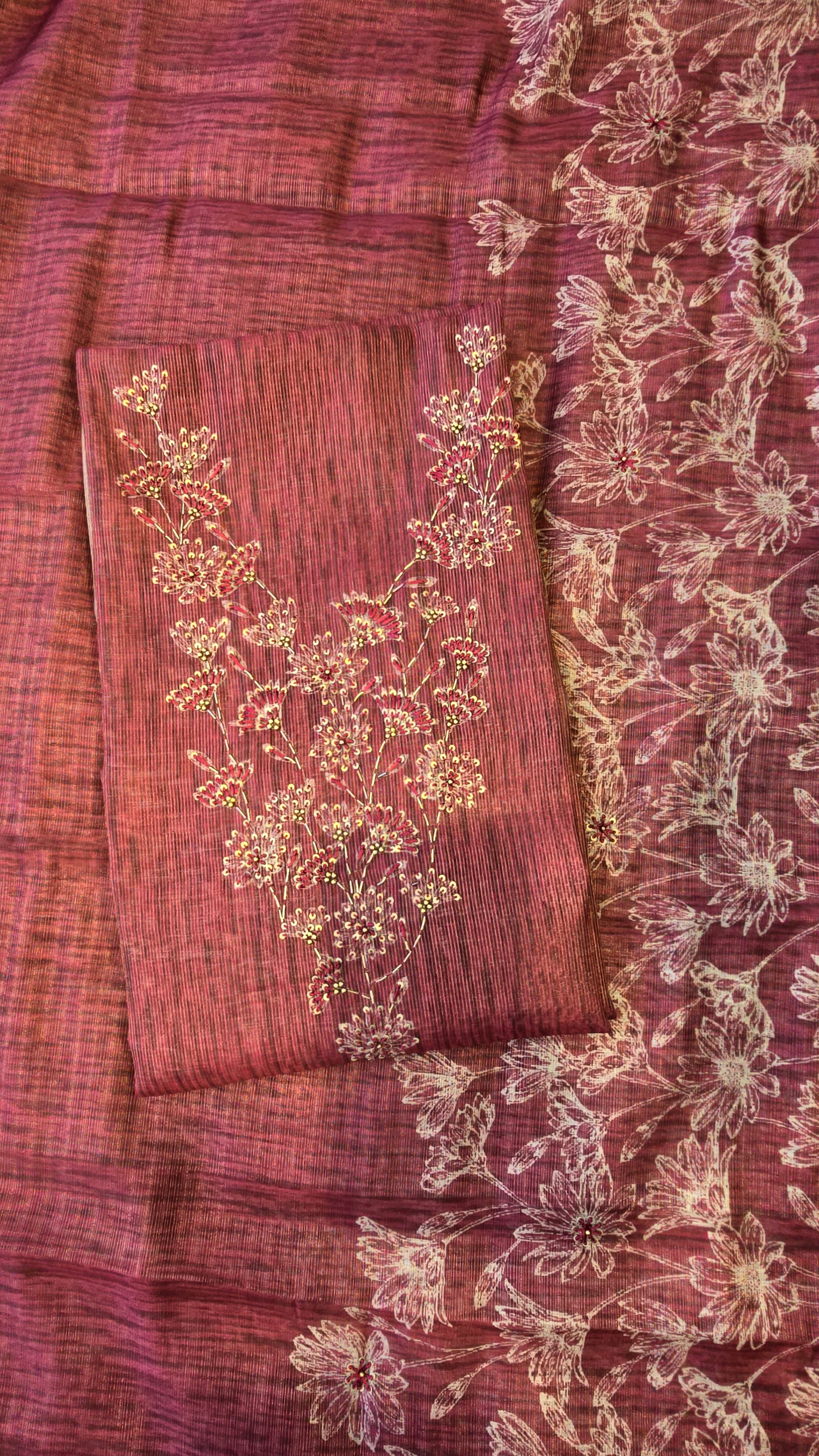 Maroon Chanderi 3pc Suit Set