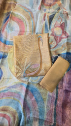 Golden Musted Chanderi Tissue 3pc Suit Set
