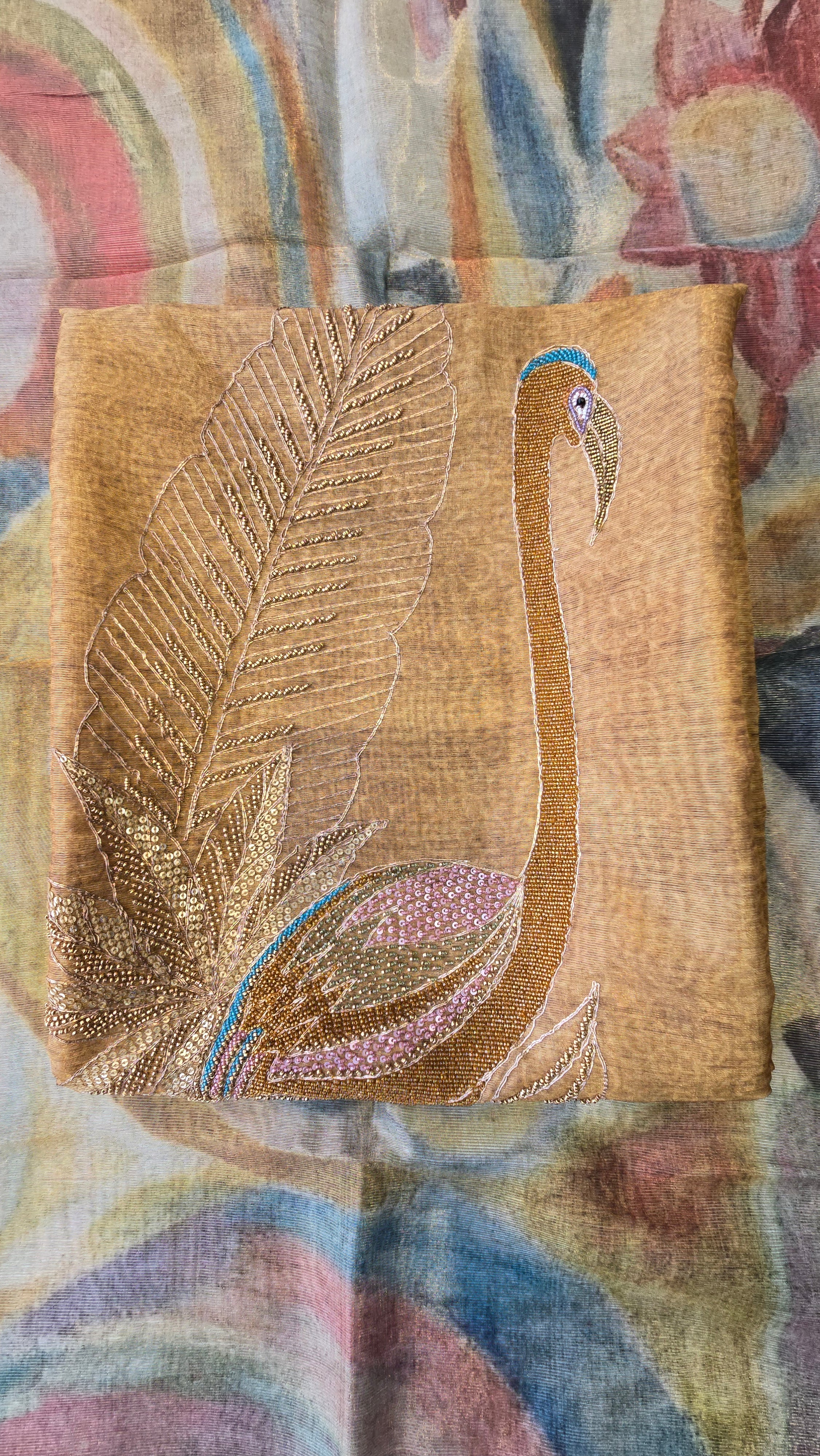 Golden Musted Chanderi Tissue 3pc Suit Set