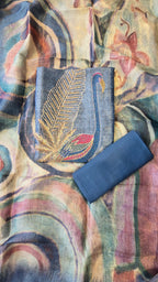 Blueish Grey Chanderi Tissue 3pc Suit Set