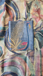 Blueish Grey Chanderi Tissue 3pc Suit Set