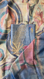 Blueish Grey Chanderi Tissue 3pc Suit Set