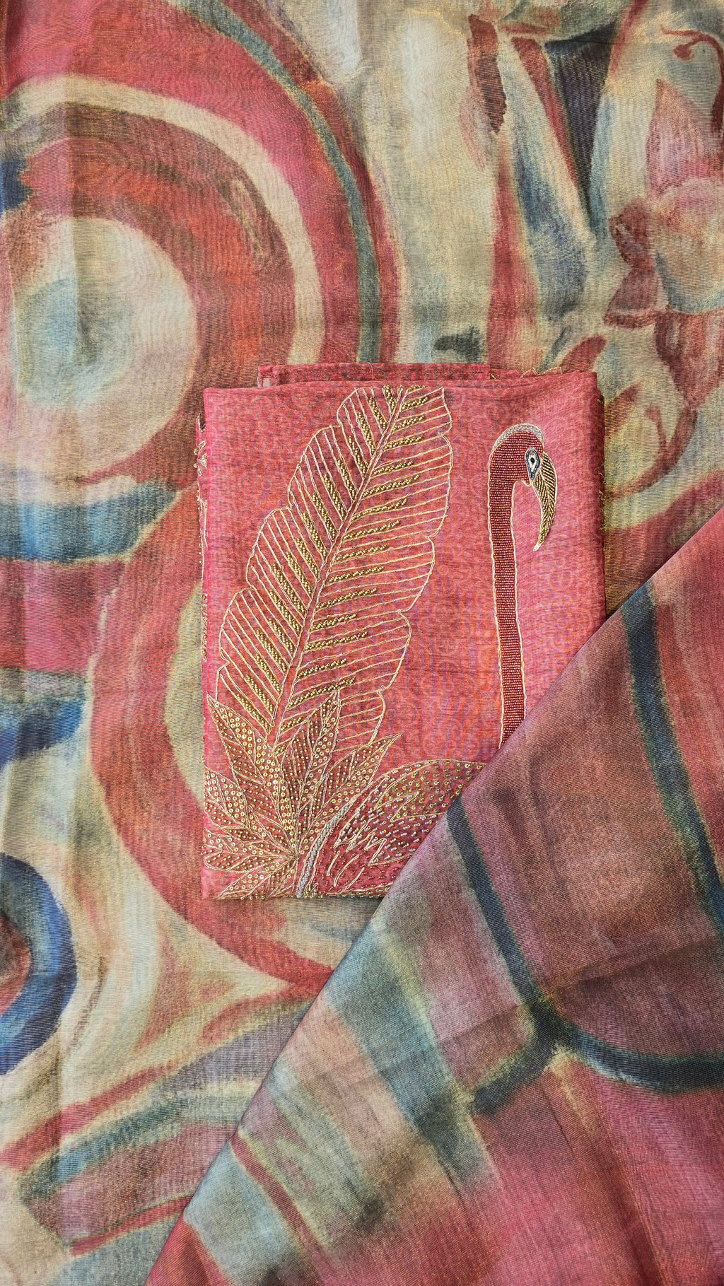 Rust Orange Chanderi Tissue 3pc Suit Set