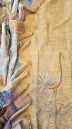 Golden Musted Chanderi Tissue 3pc Suit Set