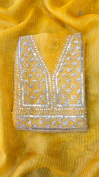 Yellow Organza Gotta Patti Work 3pc Suit Set