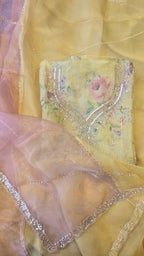 Lemon Yellow Crushed Tissue 3pc Suit Set