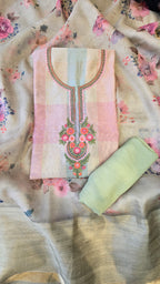 Green Chanderi Checks 3pc Suit Set