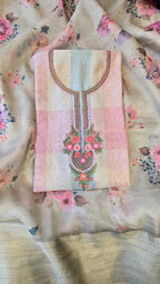 Green Chanderi Checks 3pc Suit Set