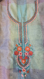 Blue Chanderi Checks 3pc Suit Set