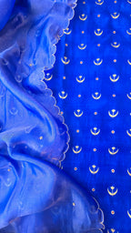 Royal Blue pure chiniya silk 3pcs suit set