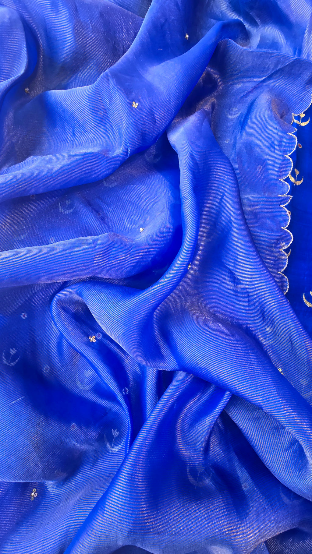 Royal Blue pure chiniya silk 3pcs suit set