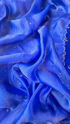 Royal Blue pure chiniya silk 3pcs suit set