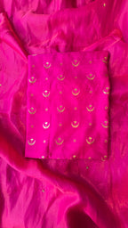 Fuschia pink pure chiniya silk 3pcs suit set
