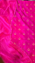 Fuschia pink pure chiniya silk 3pcs suit set