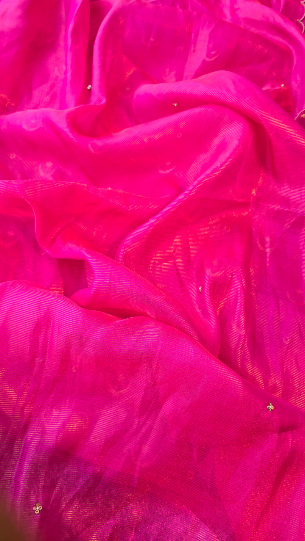 Fuschia pink pure chiniya silk 3pcs suit set