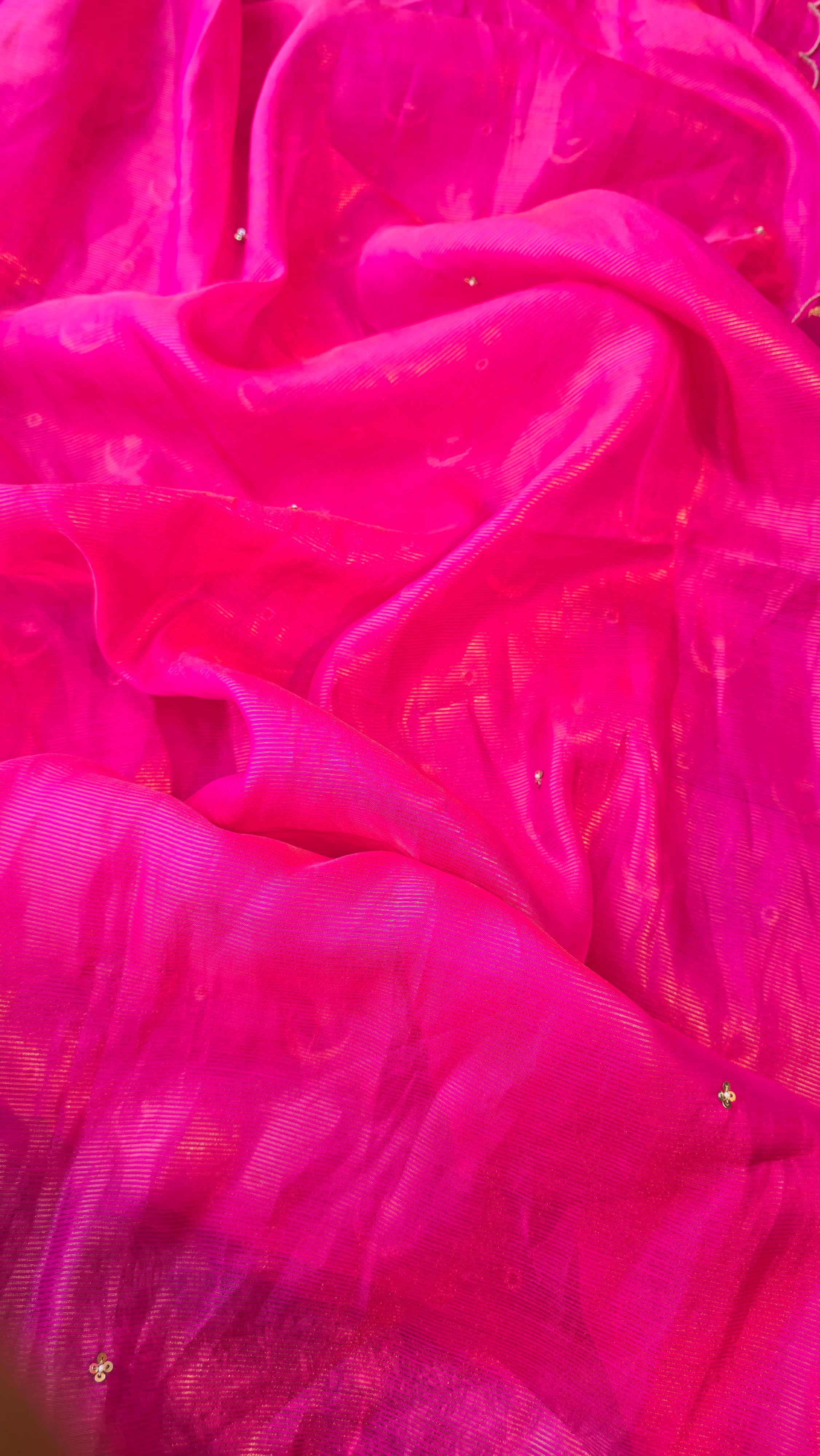 Fuschia pink pure chiniya silk 3pcs suit set