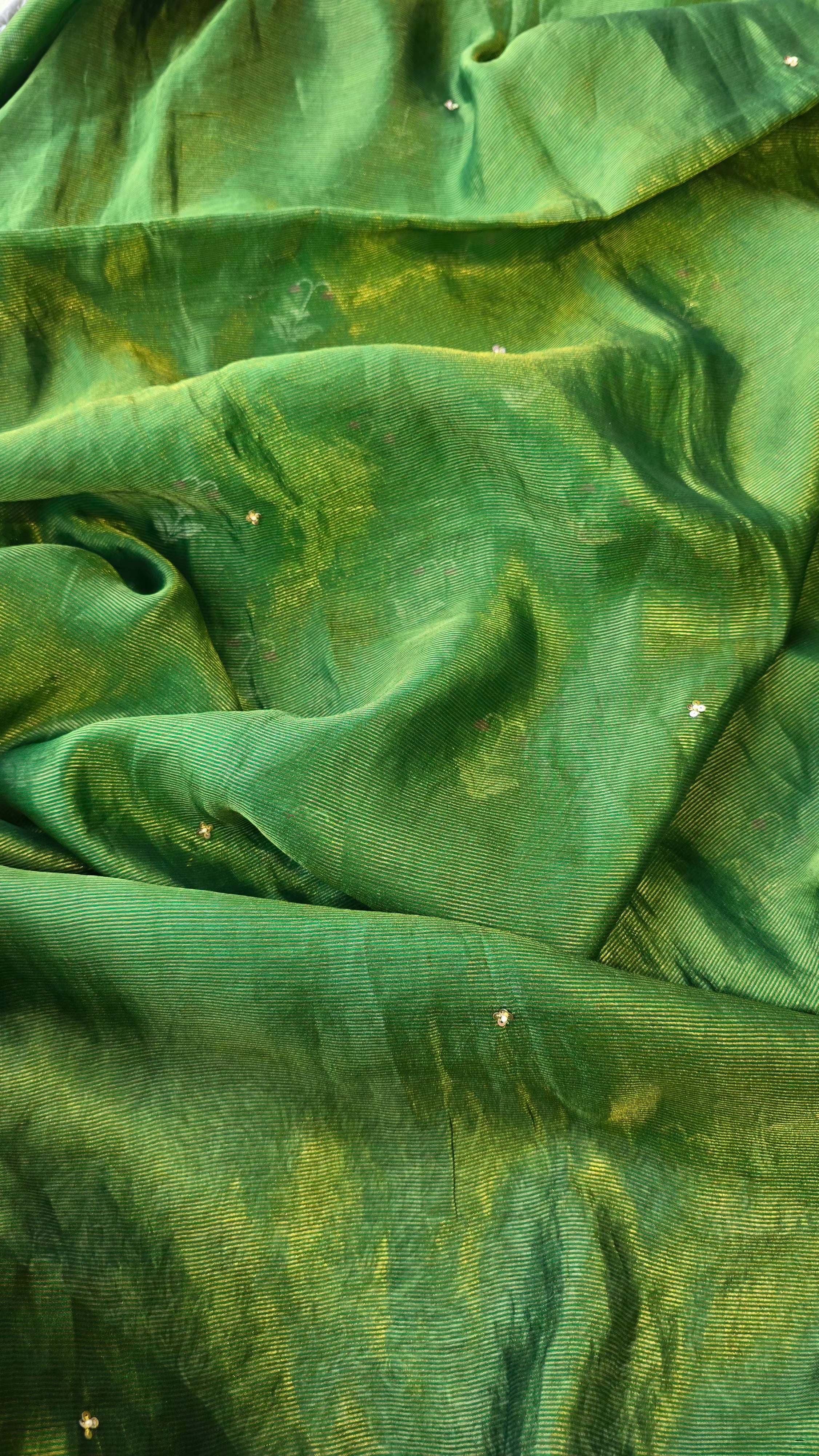 Green pure chiniya silk 3pcs suit set