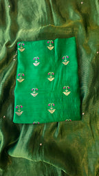 Green pure chiniya silk 3pcs suit set