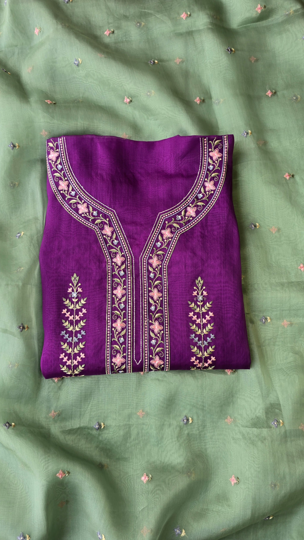 Purple organza 3pcs suit set
