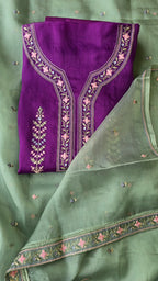 Purple organza 3pcs suit set