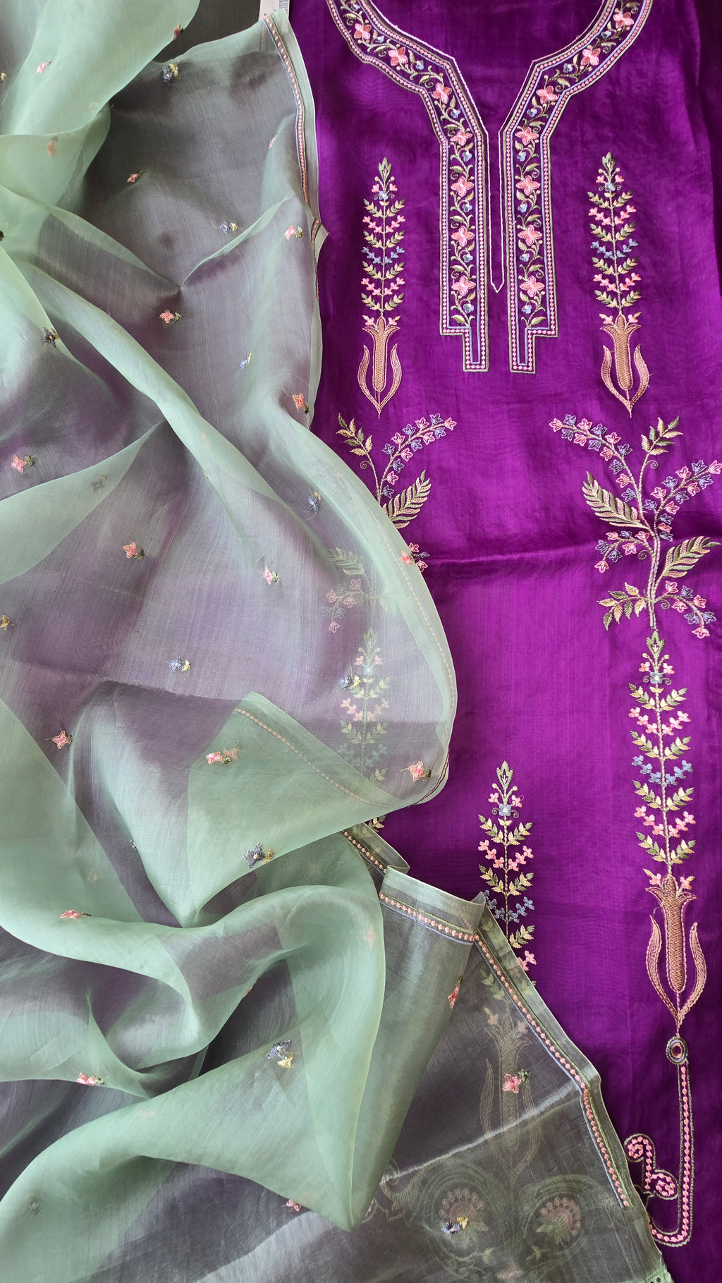 Purple organza 3pcs suit set