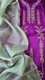 Purple organza 3pcs suit set