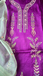 Purple organza 3pcs suit set