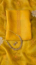 Yellow pure organza 3pcs suit set