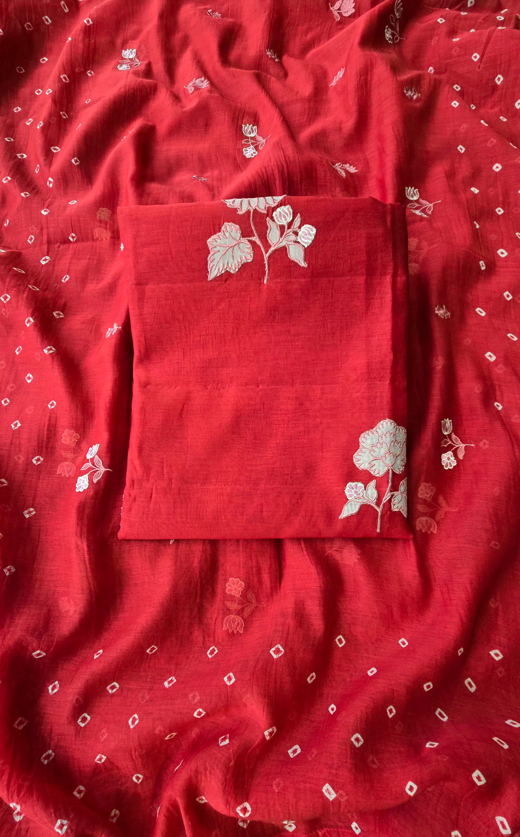 Rubby red pure mul cotton 3pcs suit set