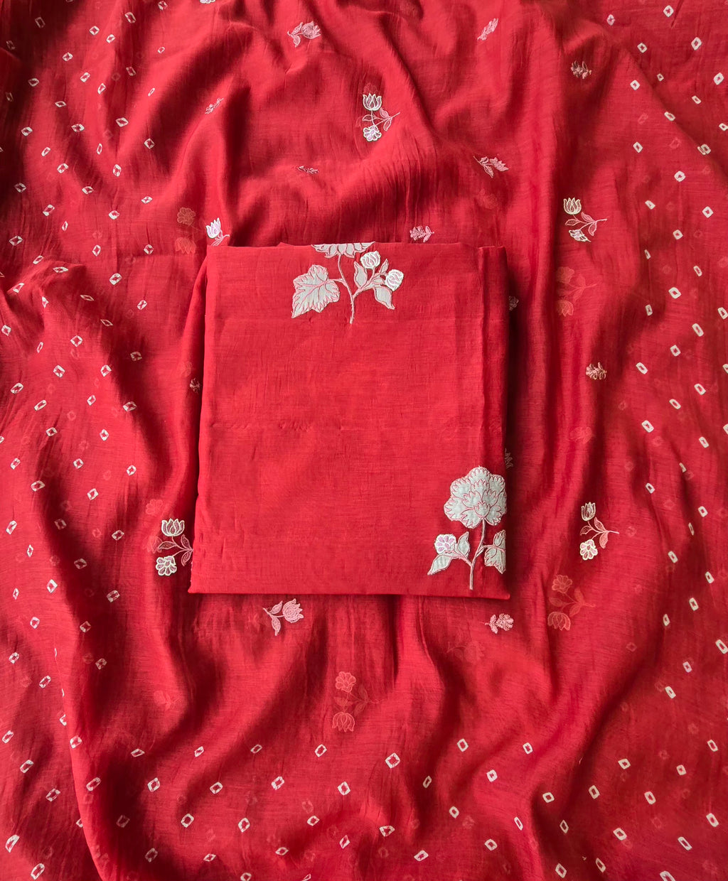 Rubby red pure mul cotton 3pcs suit set