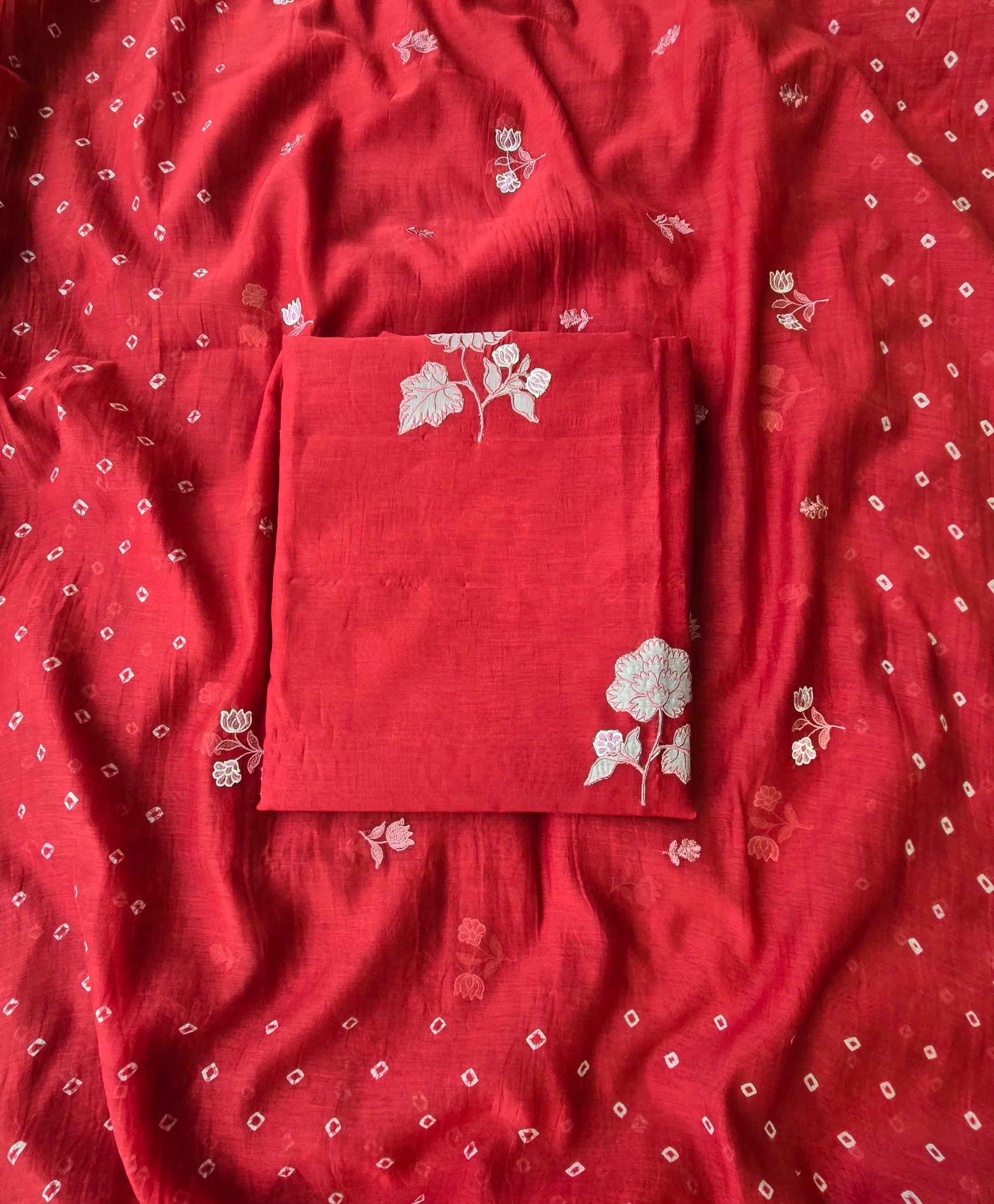 Rubby red pure mul cotton 3pcs suit set