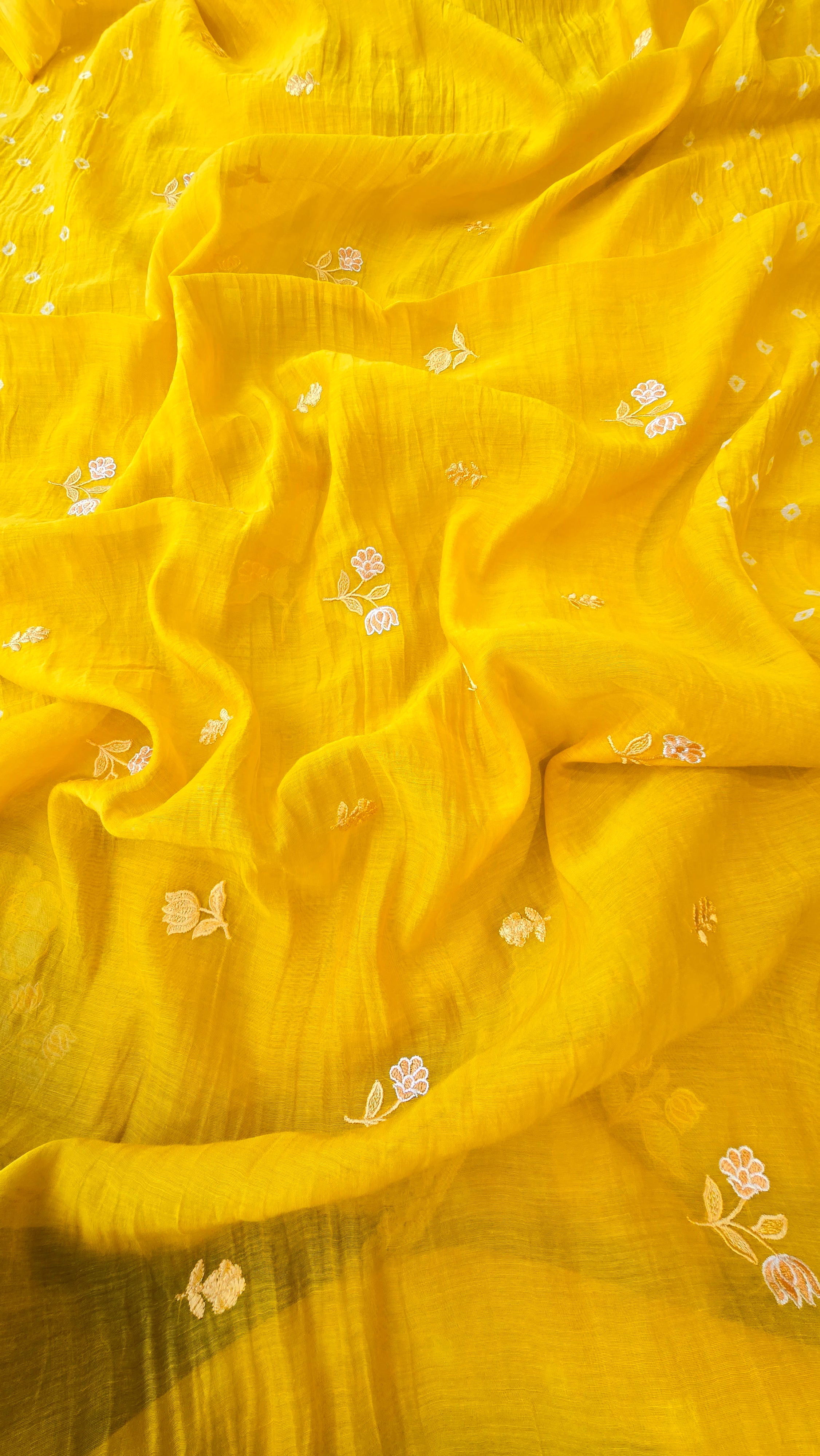 Haldi yellow pure mul cotton 3pcs suit set