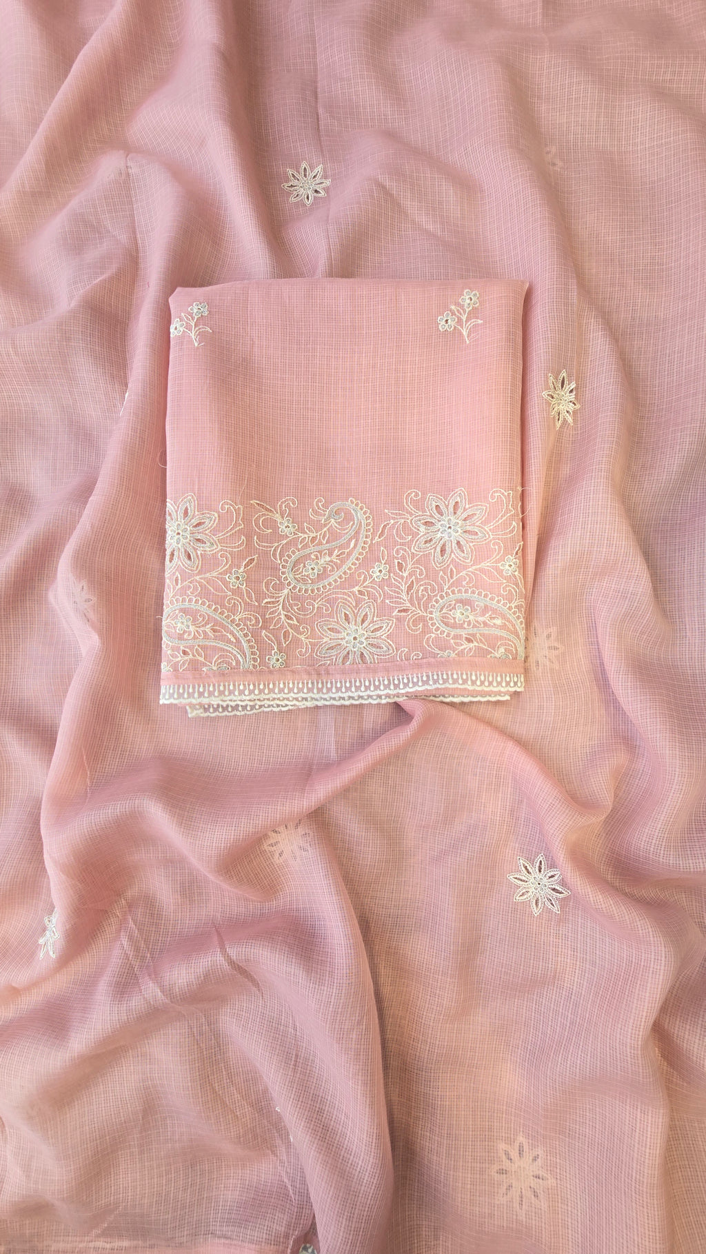 Peach kota doria 3pcs suit set