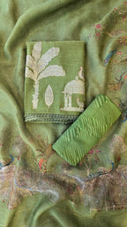 Leave green mul chanderi 3pcs suit set