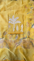 Golden mul chanderi 3pcs suit set