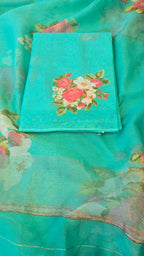 Seafoam green mul chanderi 3pcs suit set