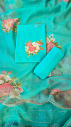 Seafoam green mul chanderi 3pcs suit set