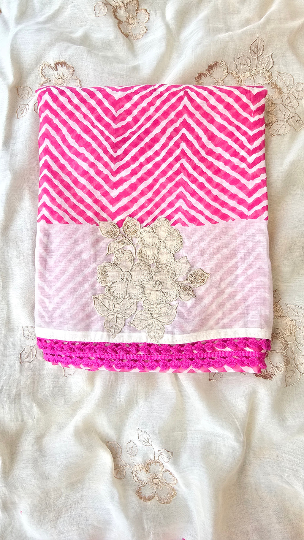 Magenta pink leheriya 3pc set