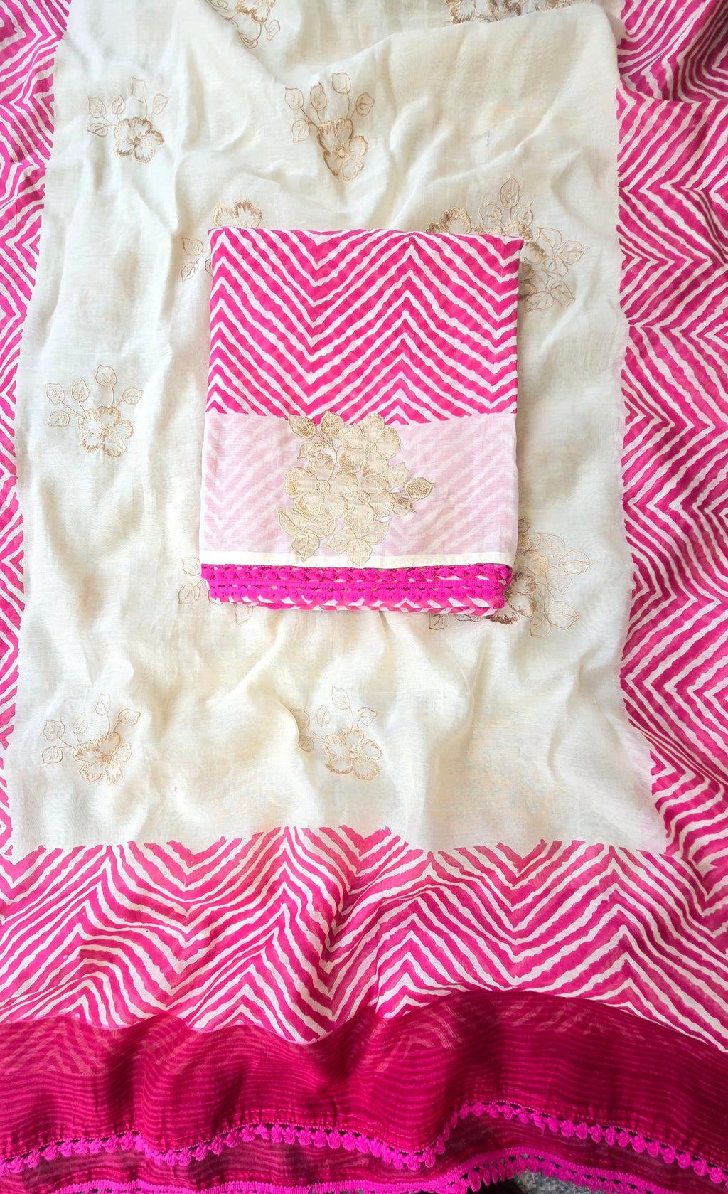 Magenta pink leheriya 3pc set
