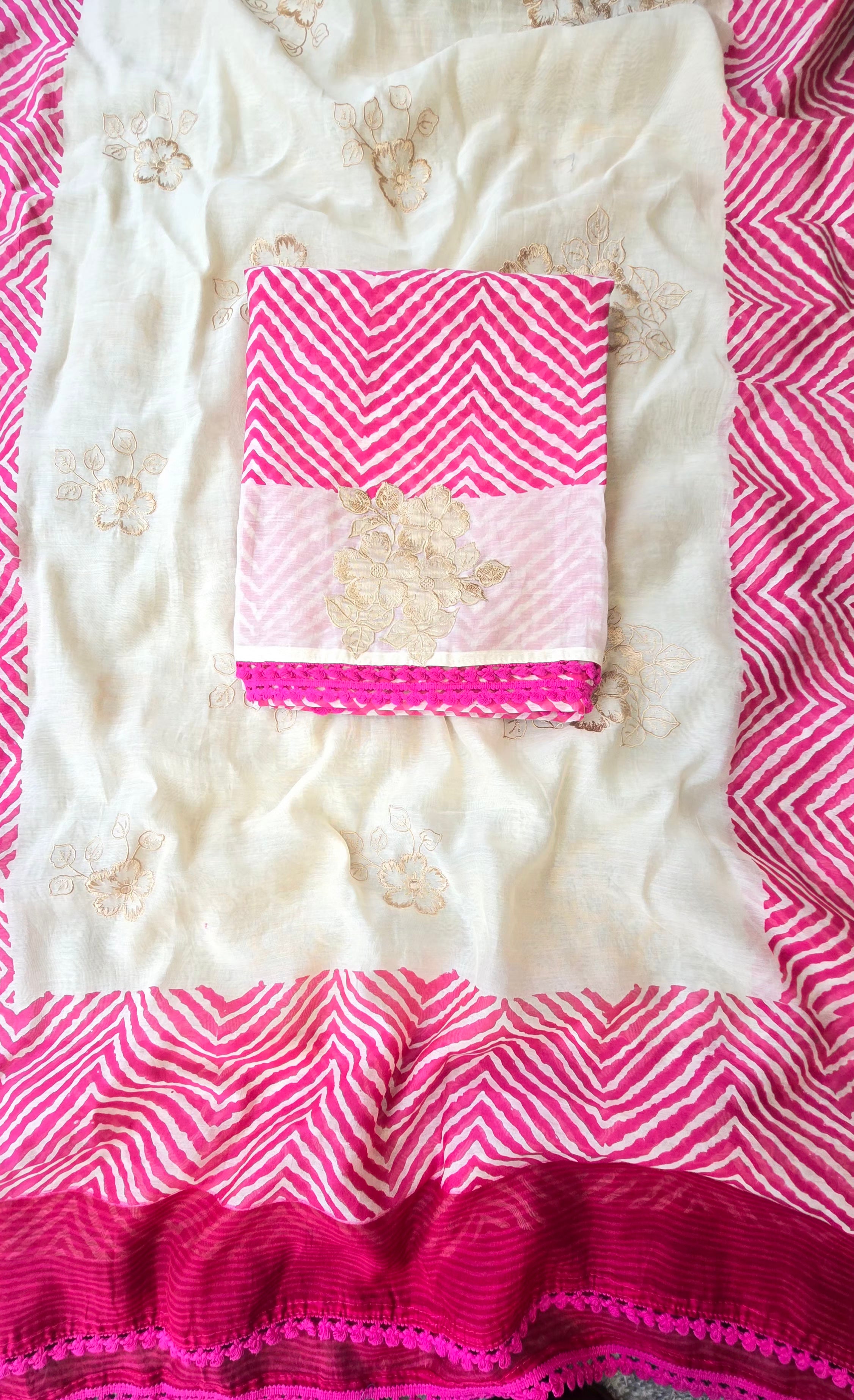 Magenta pink leheriya 3pc set
