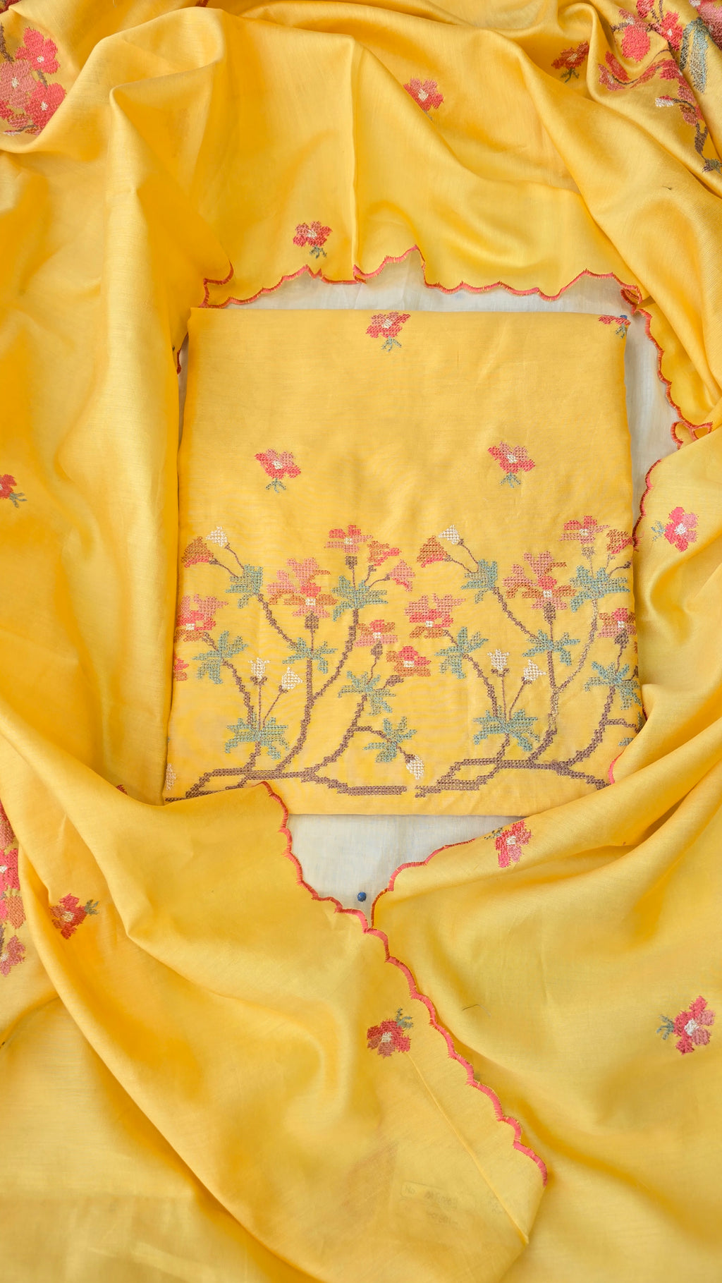 Haldi yellow cross stitch thread embroidery 3pc set