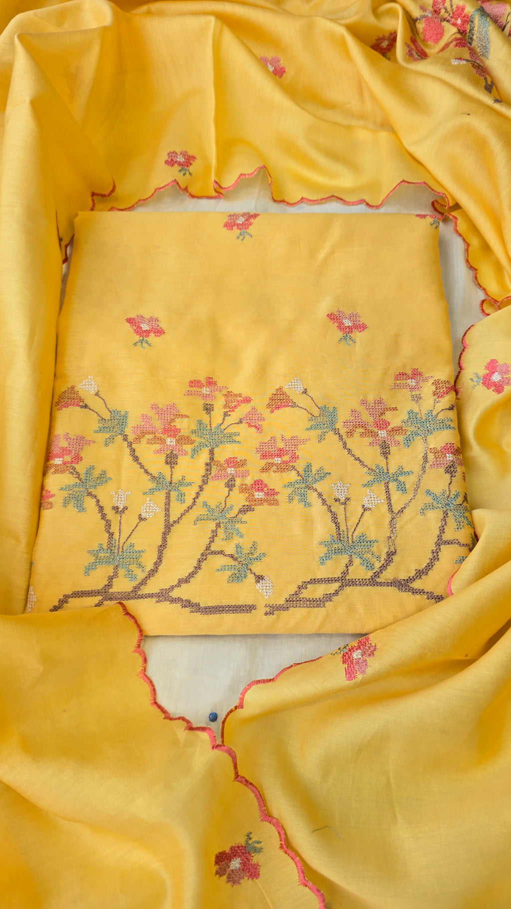 Haldi yellow cross stitch thread embroidery 3pc set