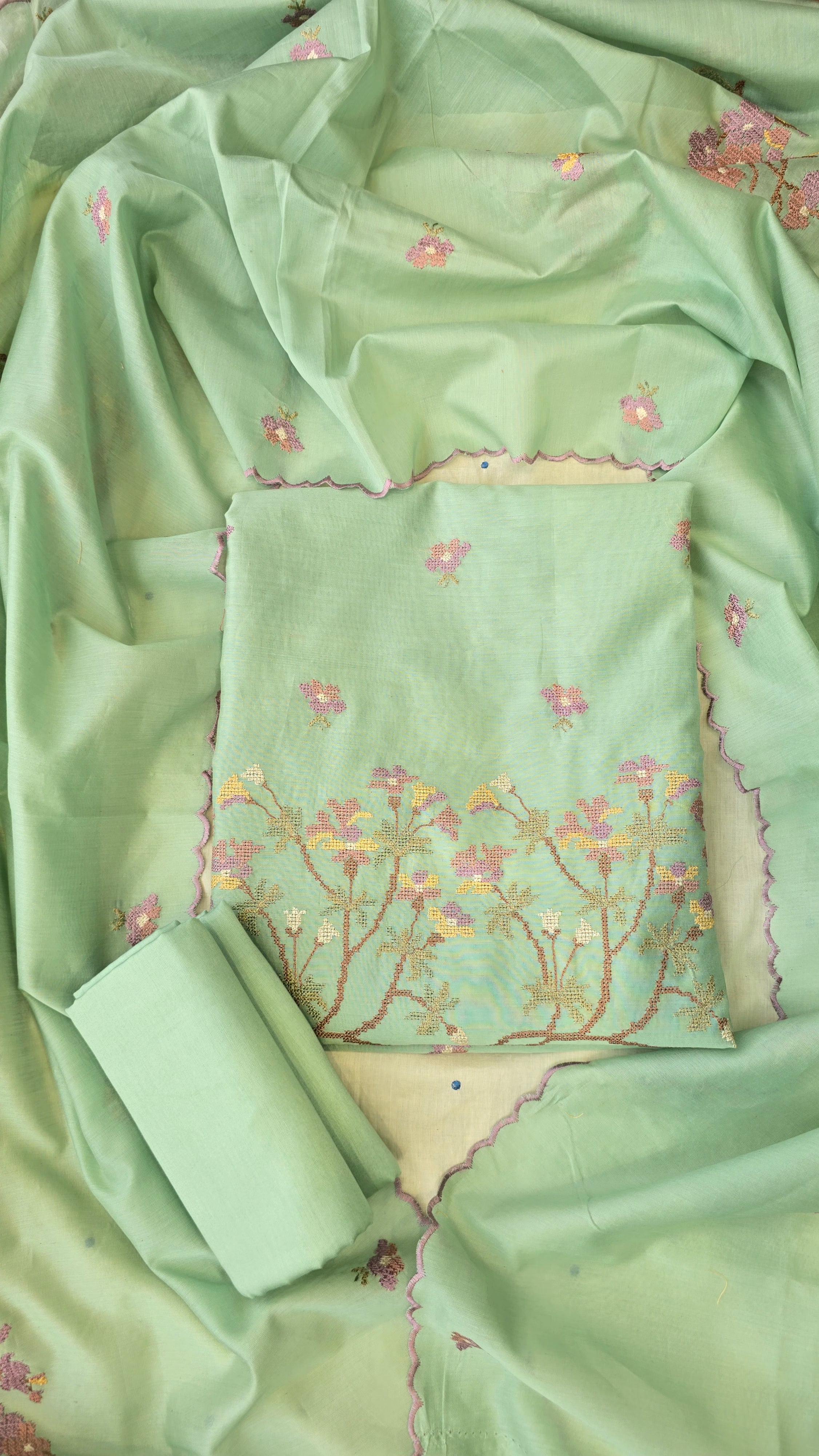 Mint green cross stitch thread embroidery 3pc set