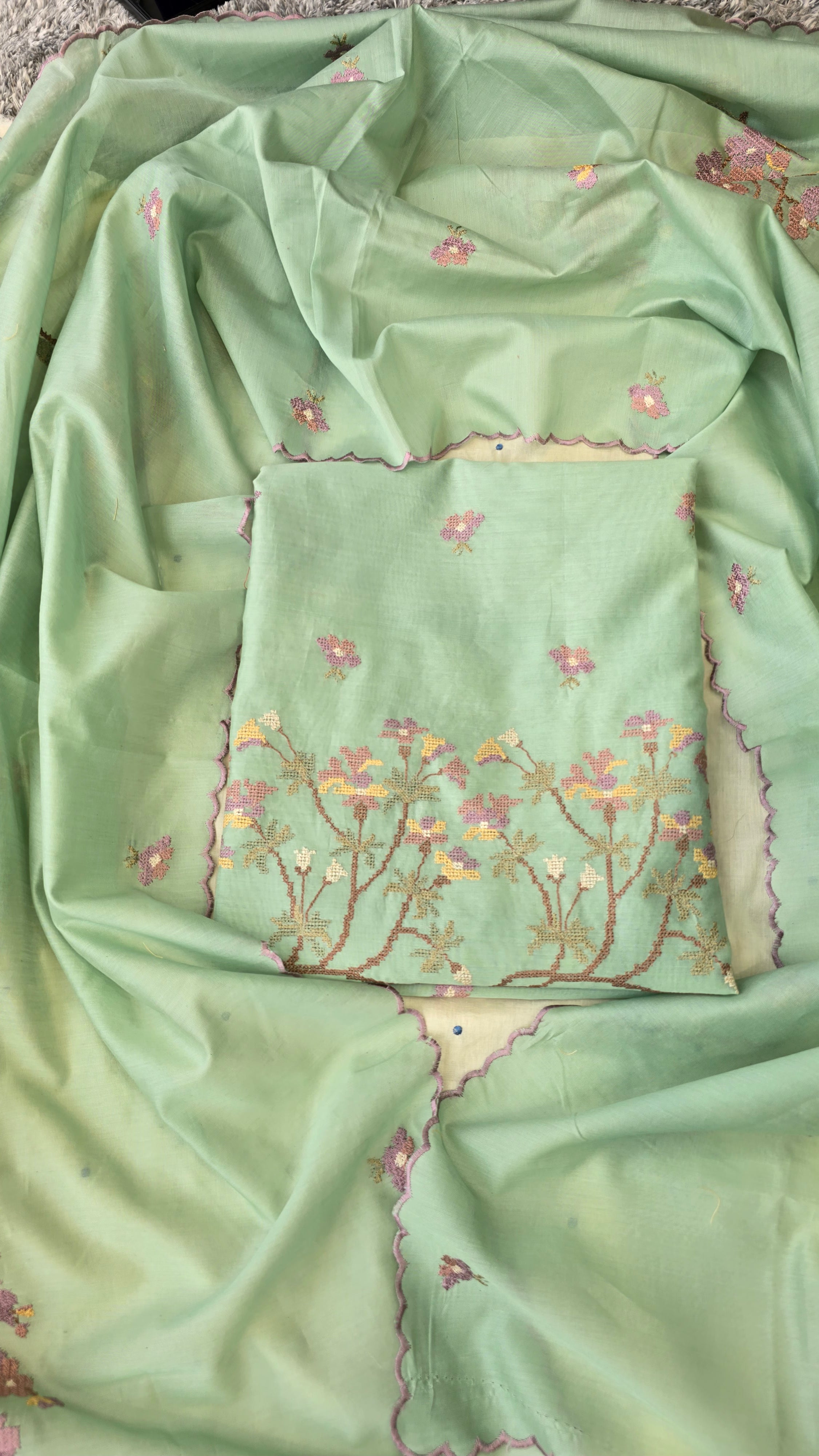 Mint green cross stitch thread embroidery 3pc set