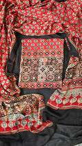 Ajrakh modal silk 3pc unstitched suit set