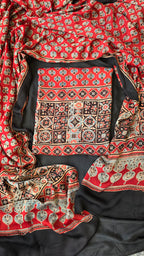 Reddish maroon pure modal silk 3pc set